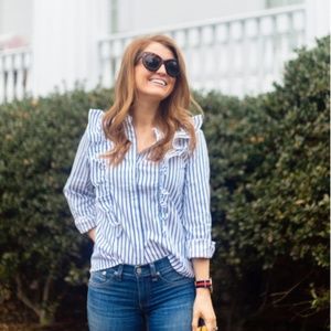 Banana Republic Riley Stripe Ruffle Front Shirt